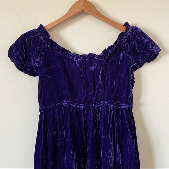 Lorrie Deb San Francisco Vintage Velvet Empire Waist maxi Dress Purple - Picture 5 of 15